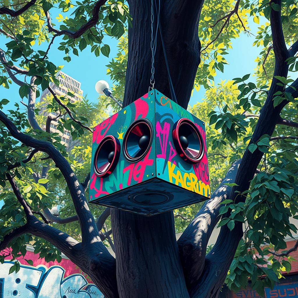 Speakers in Graffiti Forest: Digital Art