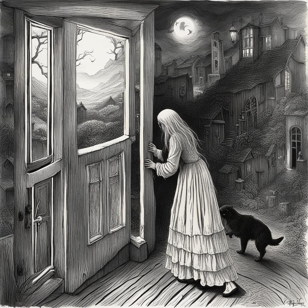 Catherine's Ghostly Embrace: A Surreal Fantasy