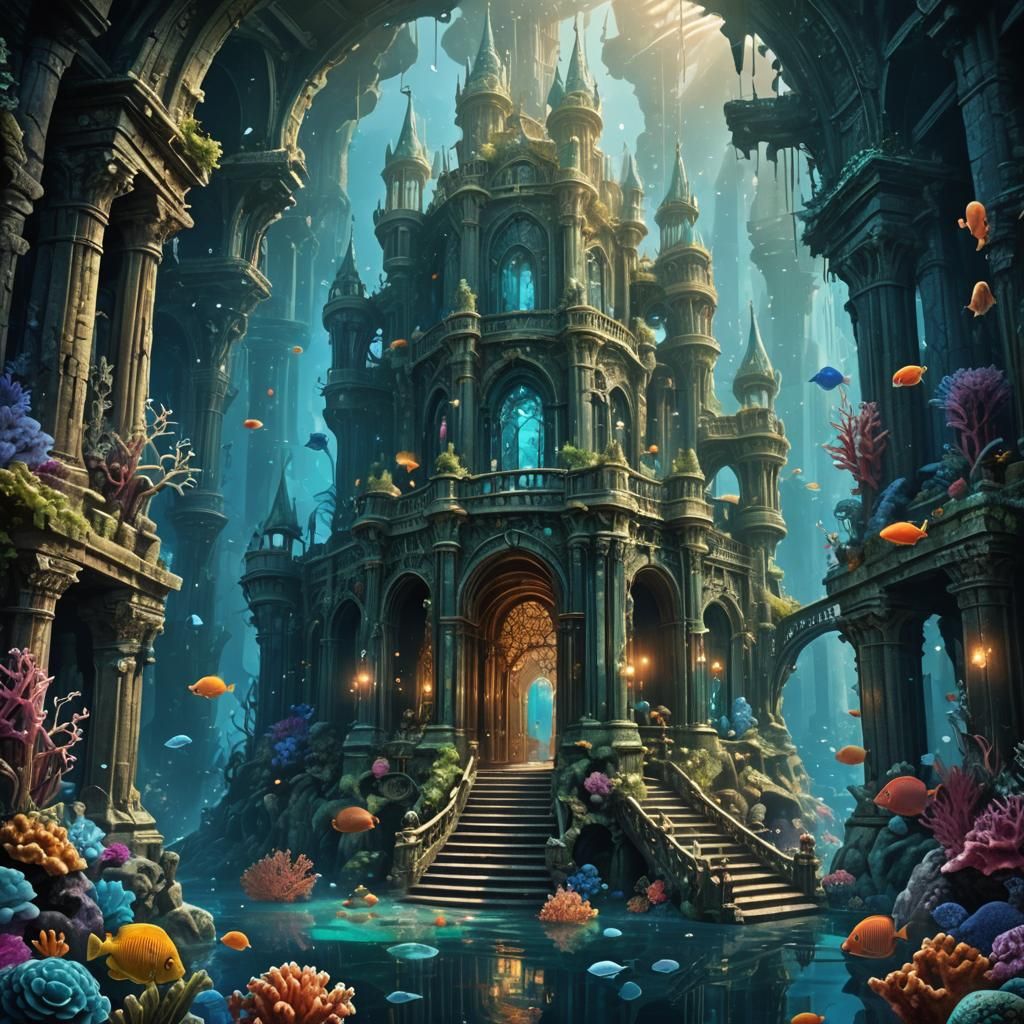 Underwater Crystal Palace: Fantasy Concept Art