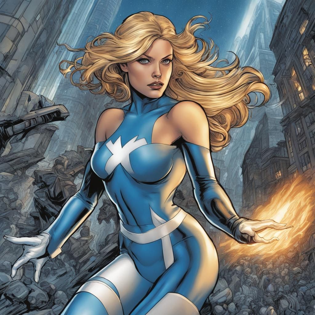 Invisible Woman Comic Art in Brooks and Mumford Style
