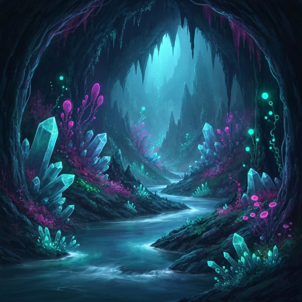 Bioluminescent Crystal Cave Sanctuary