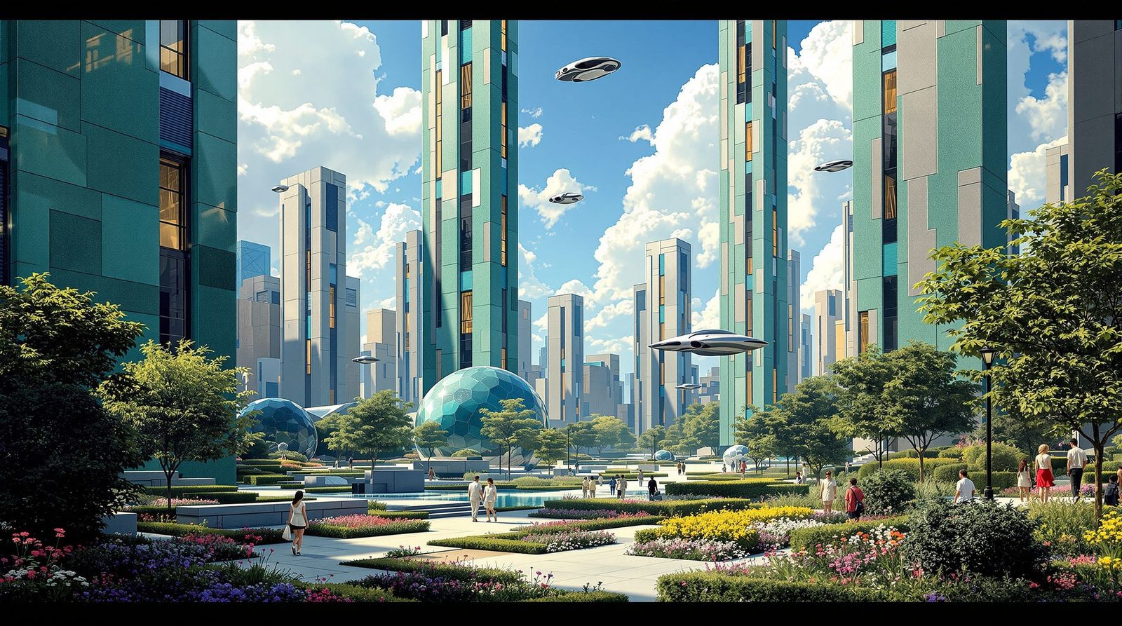 Futuristic Cityscape Inspired by Gustav Klimt