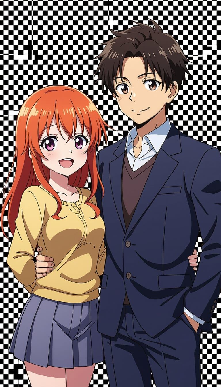 Anya and Loid Forger Anime Illustration with Vibrant Colors