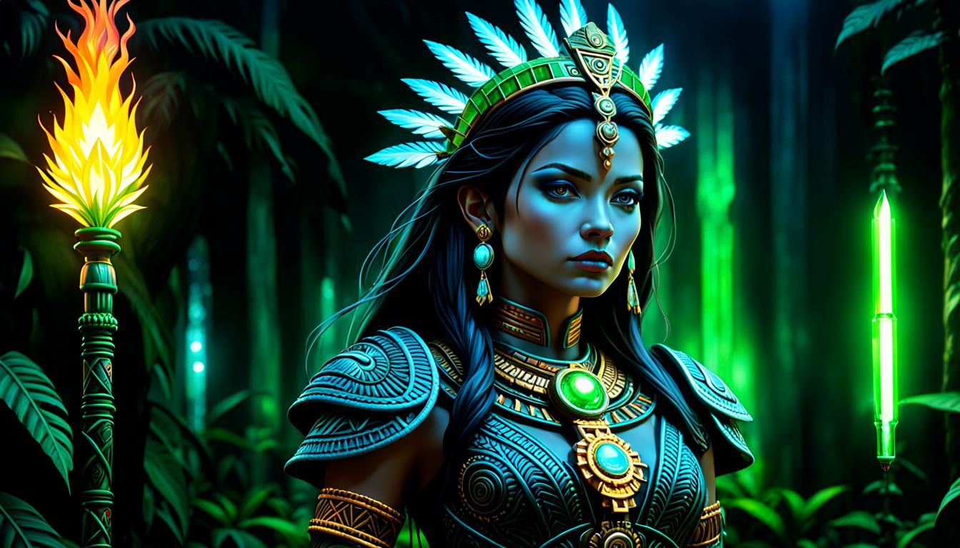 Mayan Queen in Energized Dark Jungle