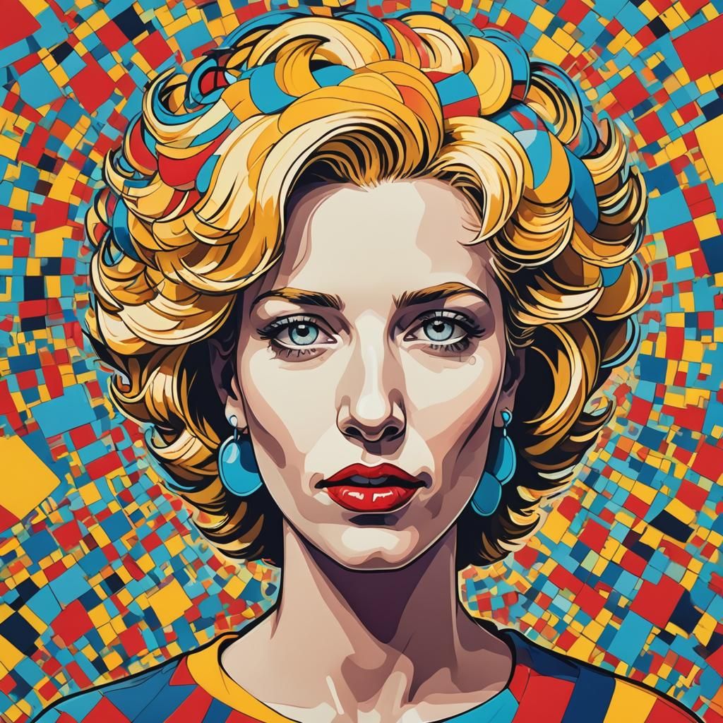 Pop Art Portrait: Maggie Simpson in Bauhaus Style