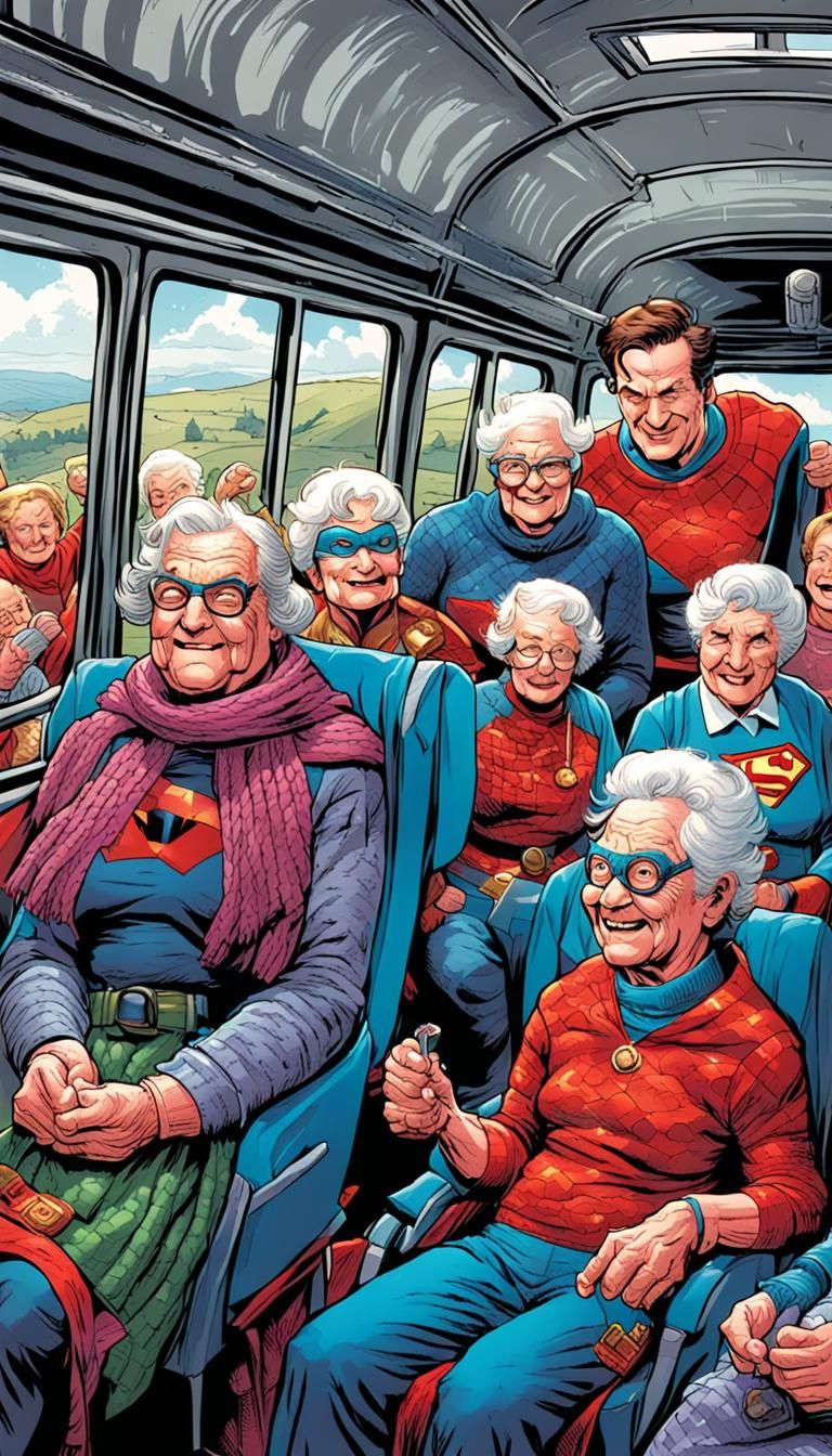 Superhero Knitting on Holiday Coach Tour: Comic Book Art