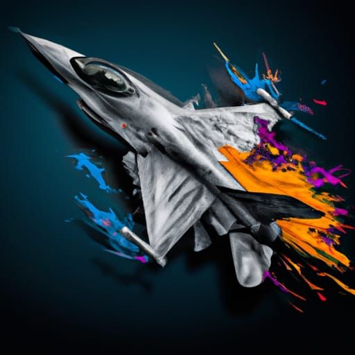 F-16 in Flight: Hyperrealistic Splash Art
