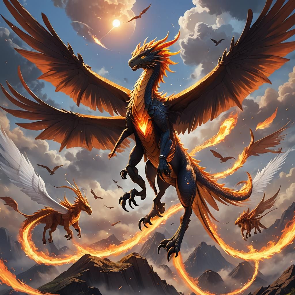 Anime Style Dragon Wings 3D Rendering