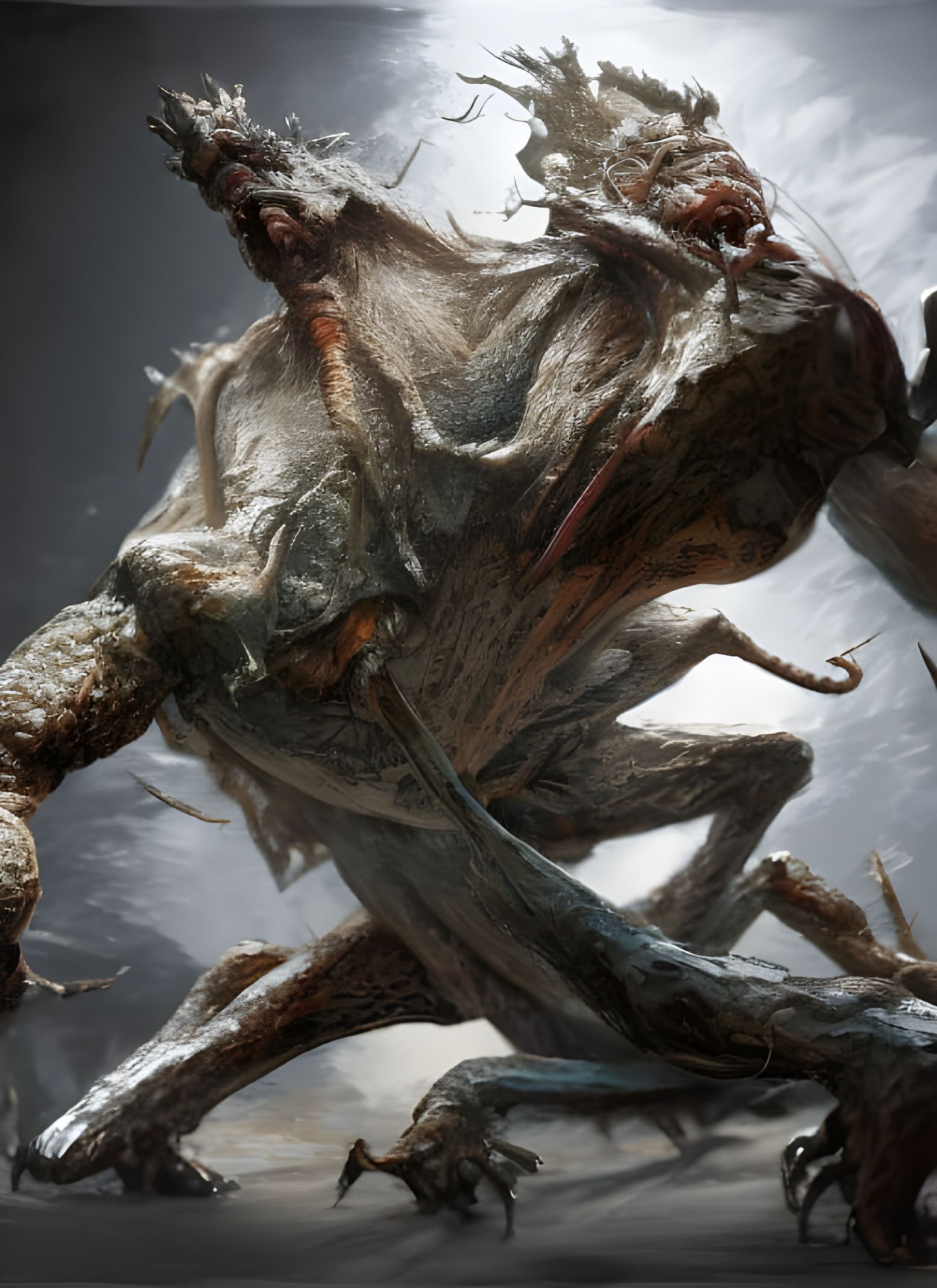 Hyperrealistic Hidden Mouth Grabs Leg in 3D Art