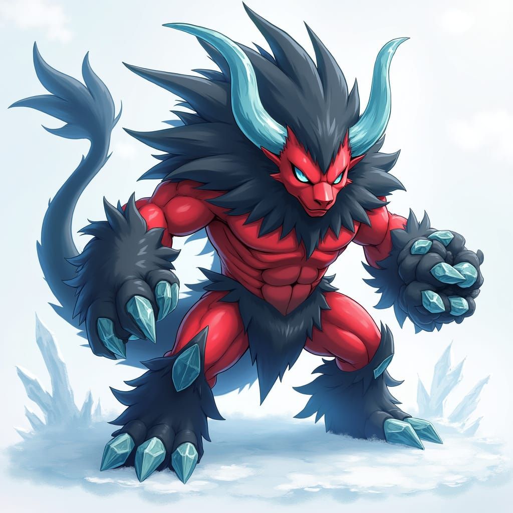 Mythical Minotaur Pokémon with Ice Horns and Fur
