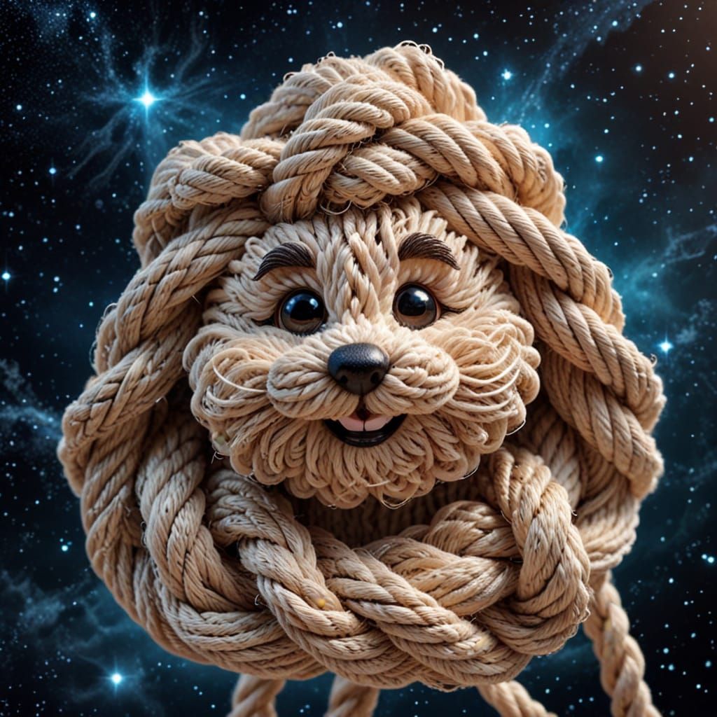 Cosmic Rope Portrait in a Whimsical Knot Style
