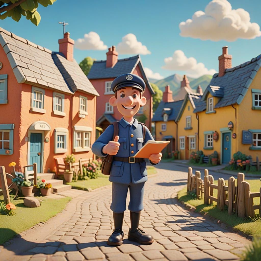 Walace and gromit styled postman