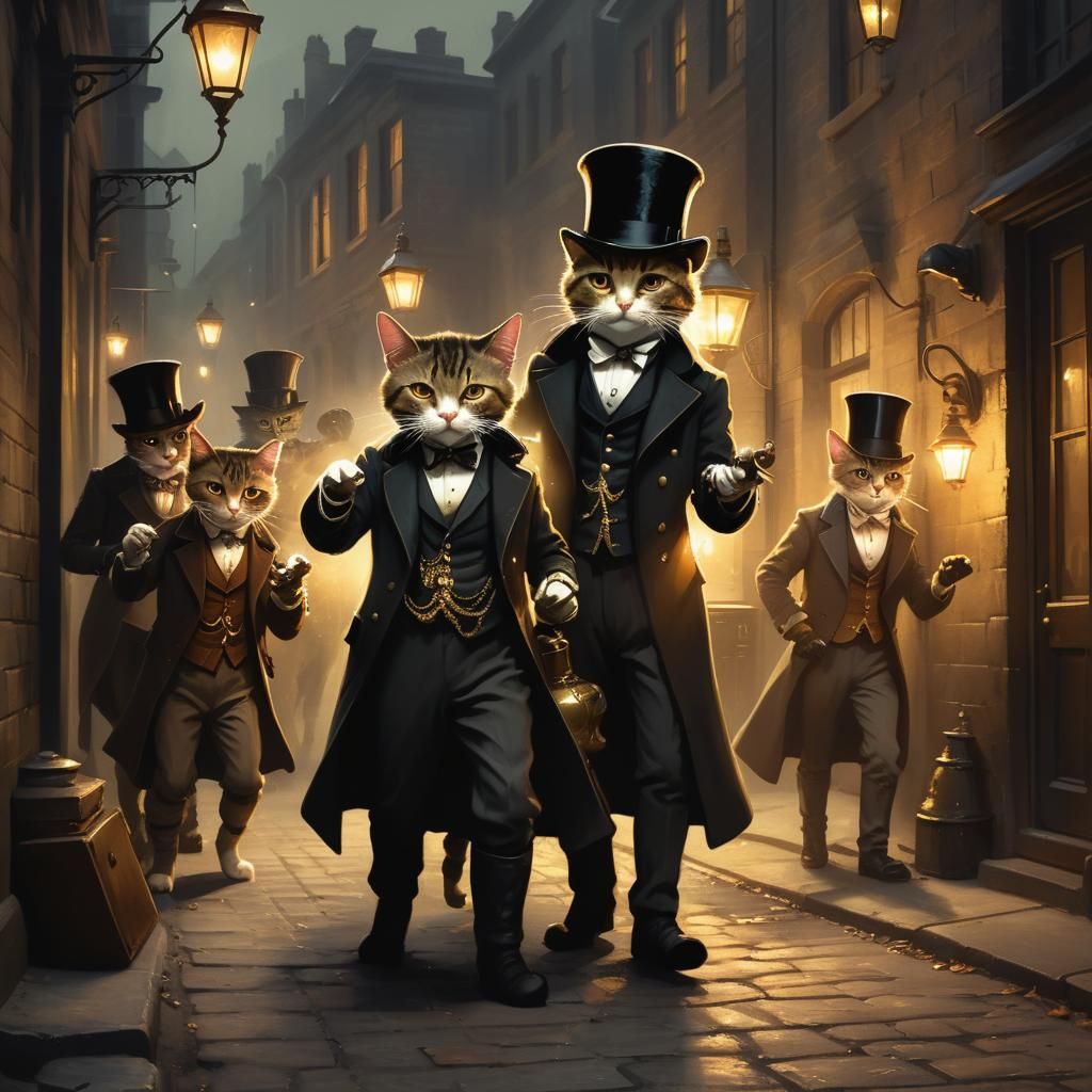 Victorian Cat Burglars: A Digital Painting