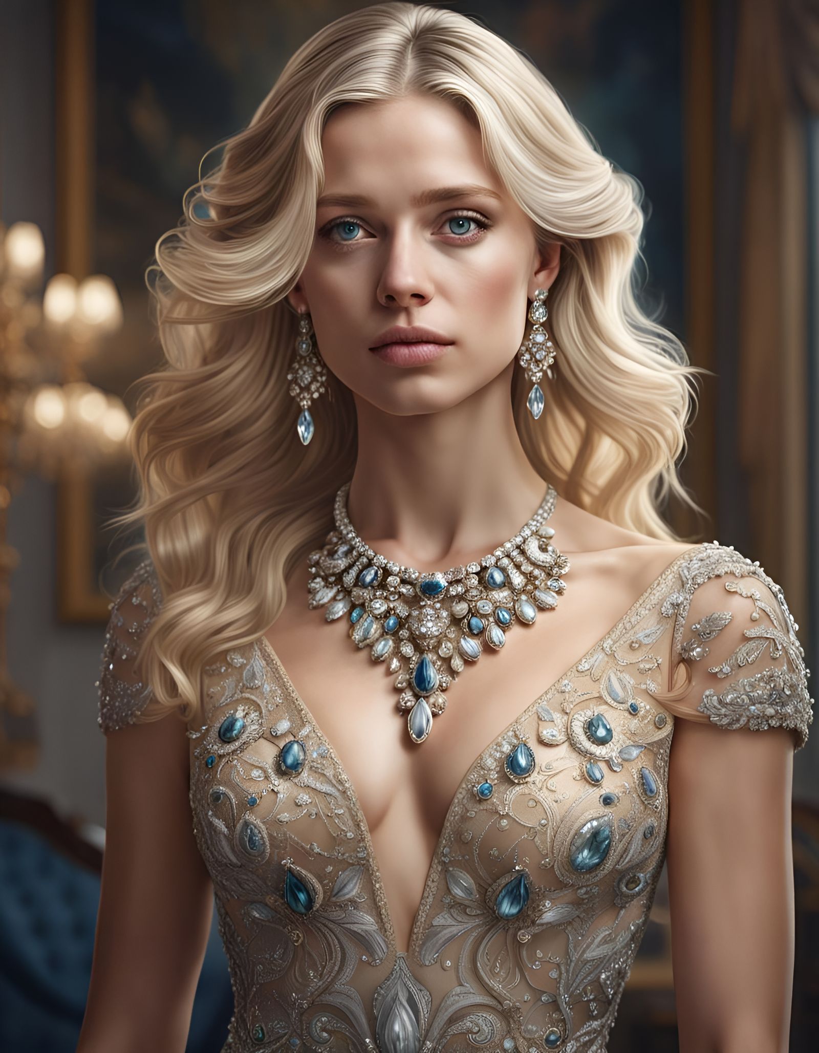 Hyperrealistic Portrait of a Beautiful Blonde Woman