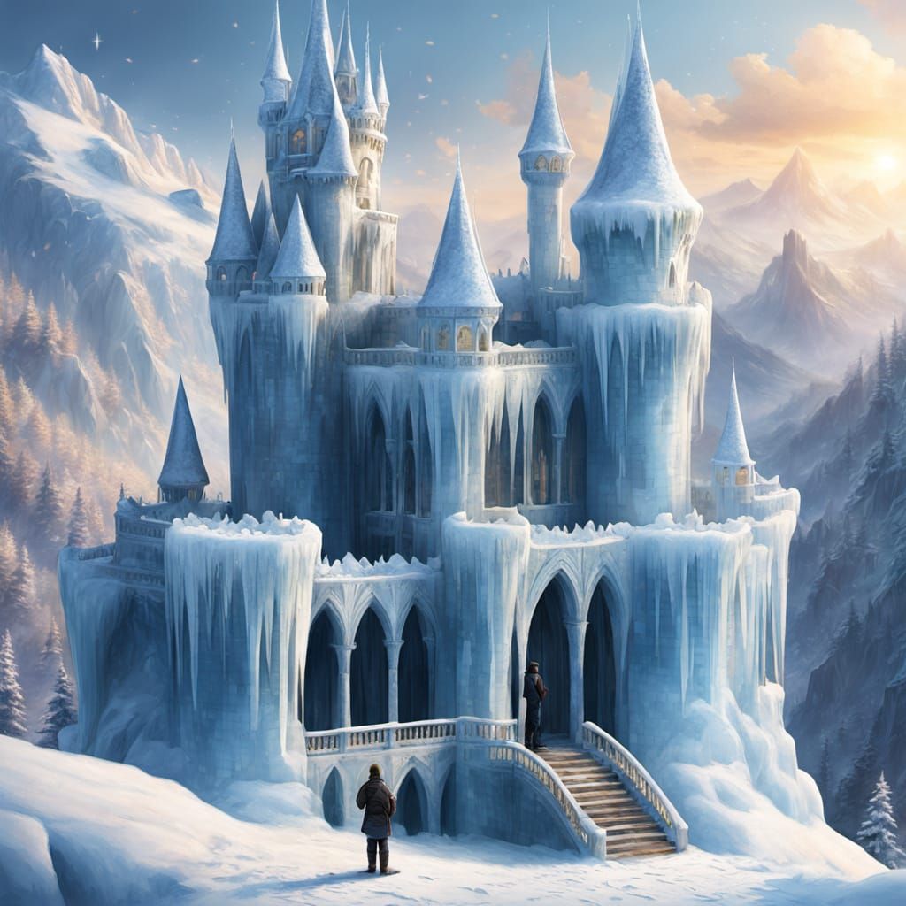 Ethereal Ice Castle Shines in Soft Golden Light