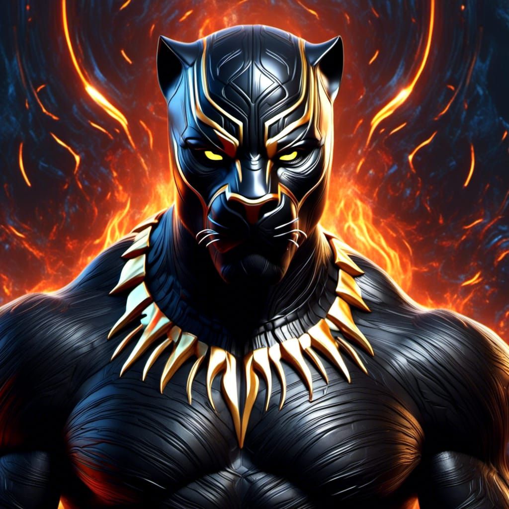 Hissing Demonic Black Panther with Glowing Eyes