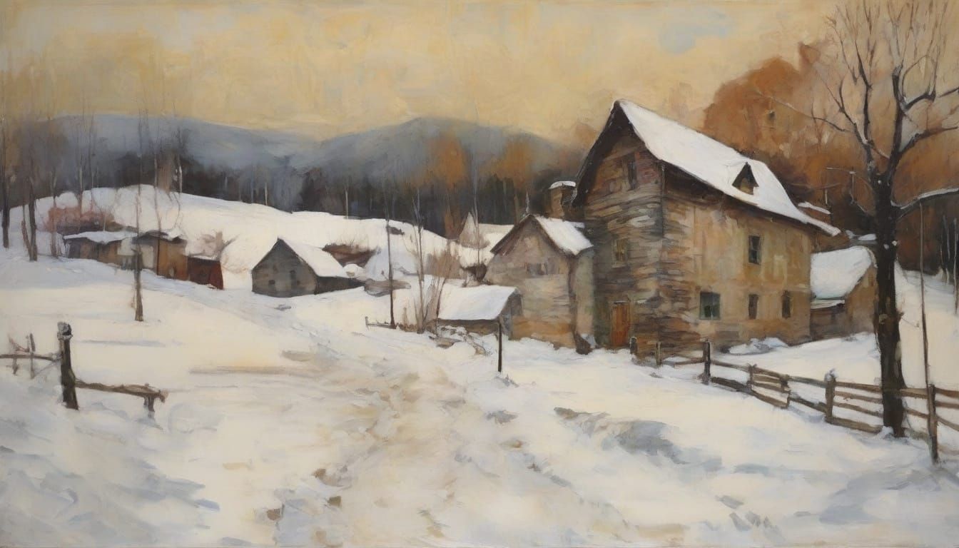 Magnificent Winter Landscape in Abstract Art Style