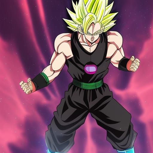 Menacing Super Saiyan in Anime Style