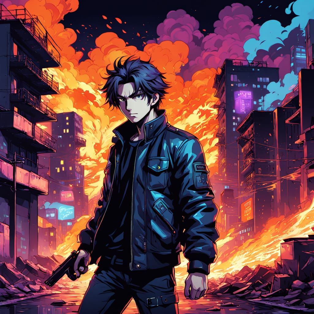 Anime-Inspired Action Hero Emerges from Fiery Ruins