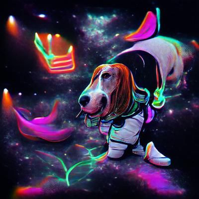 Basset Hound in Neon Space