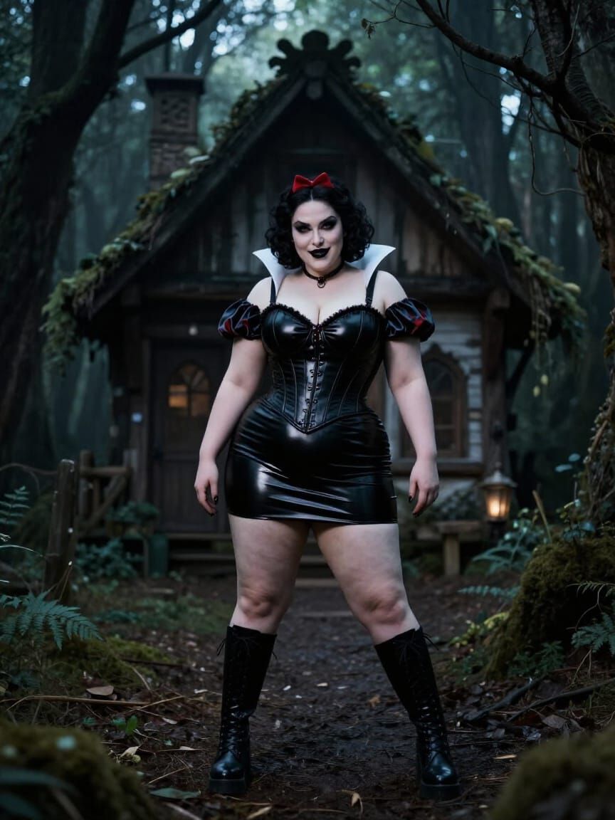 Gothic Snow White Vampiress Portrait in Leather