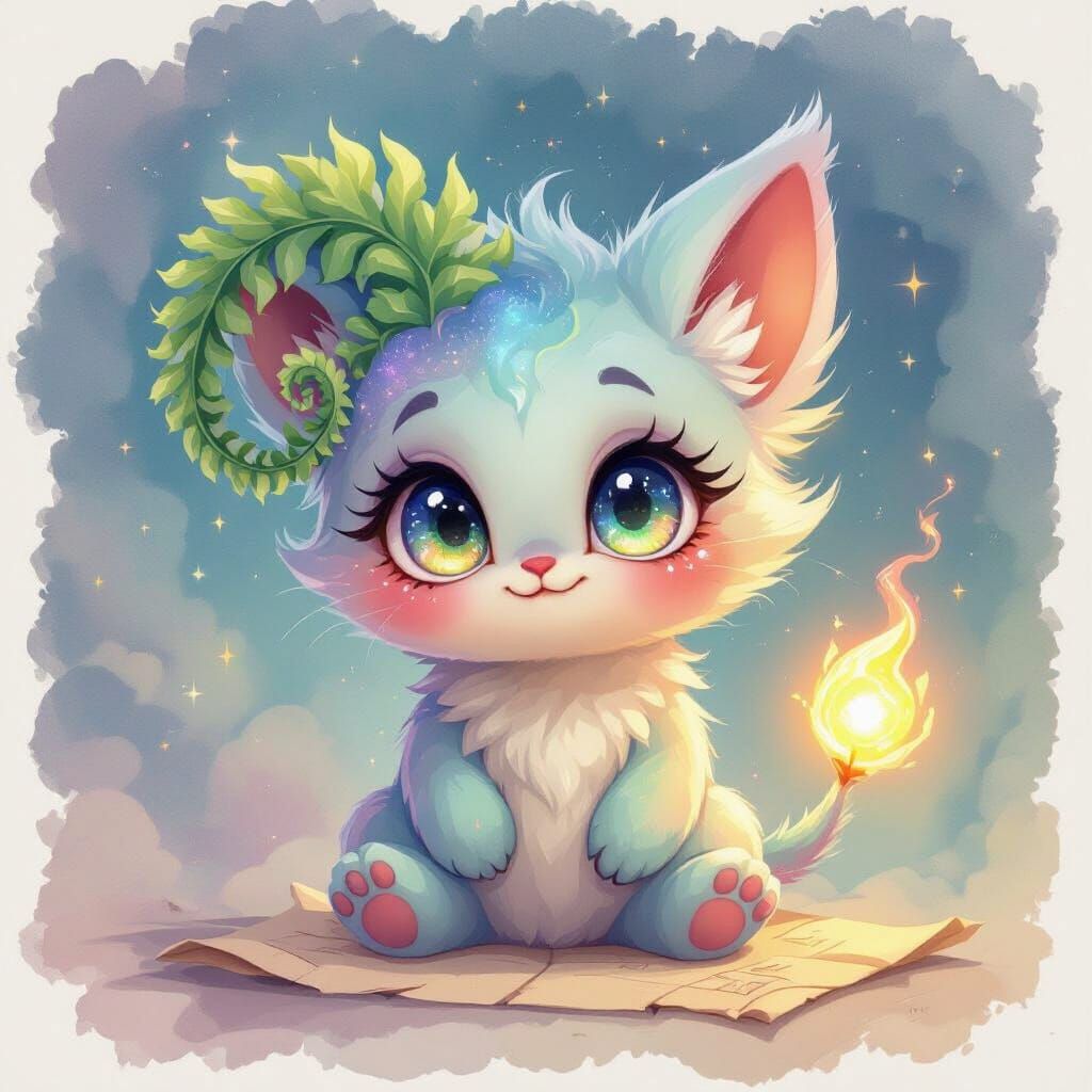 Ethereal Galaxy Creature with Opal Eyes