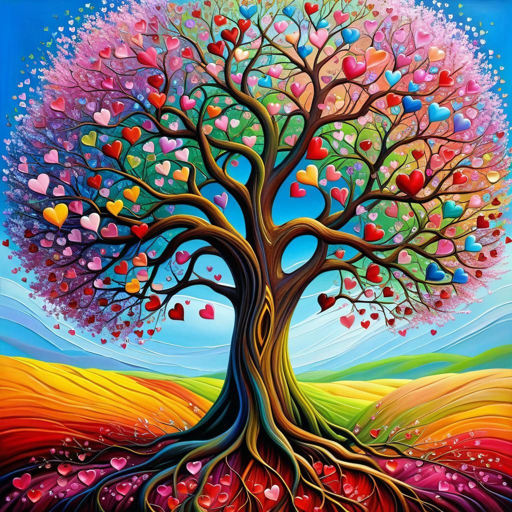 Heart Tree: Mixed Media Fantasy Art