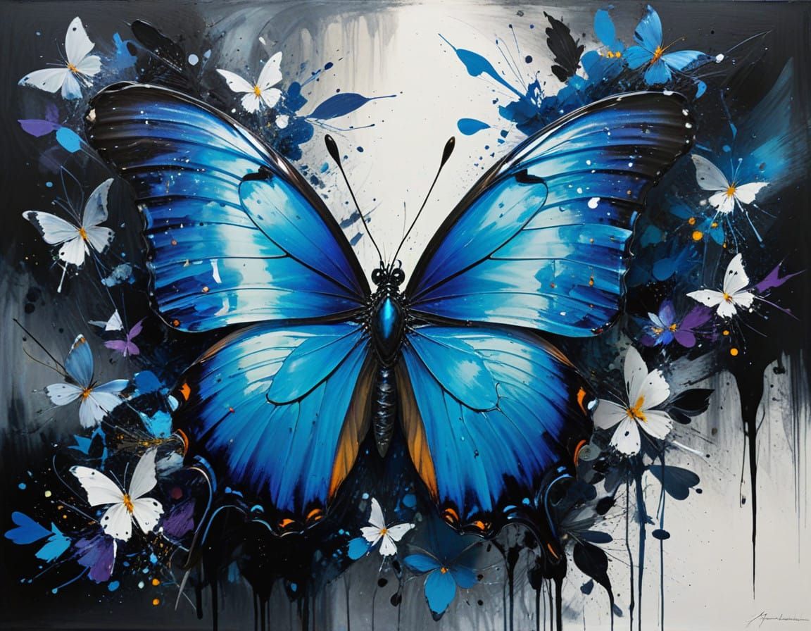 Iridescent Blue Morpho Butterfly in Ethereal Light