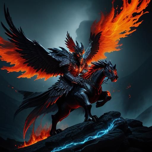 Obsidian Phoenix Rises in Dark Fantasy Concept Art