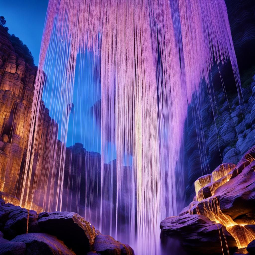 String Waterfall: Art Nouveau Klimt-Inspired Cascade