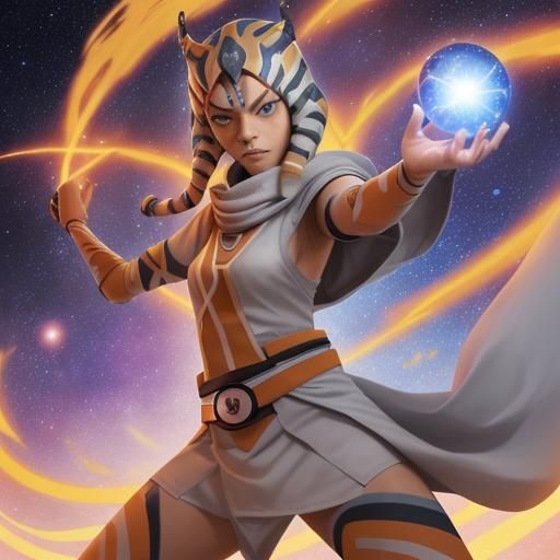 Ahsoka as Naruto with Galaxy Orb, Anime Style