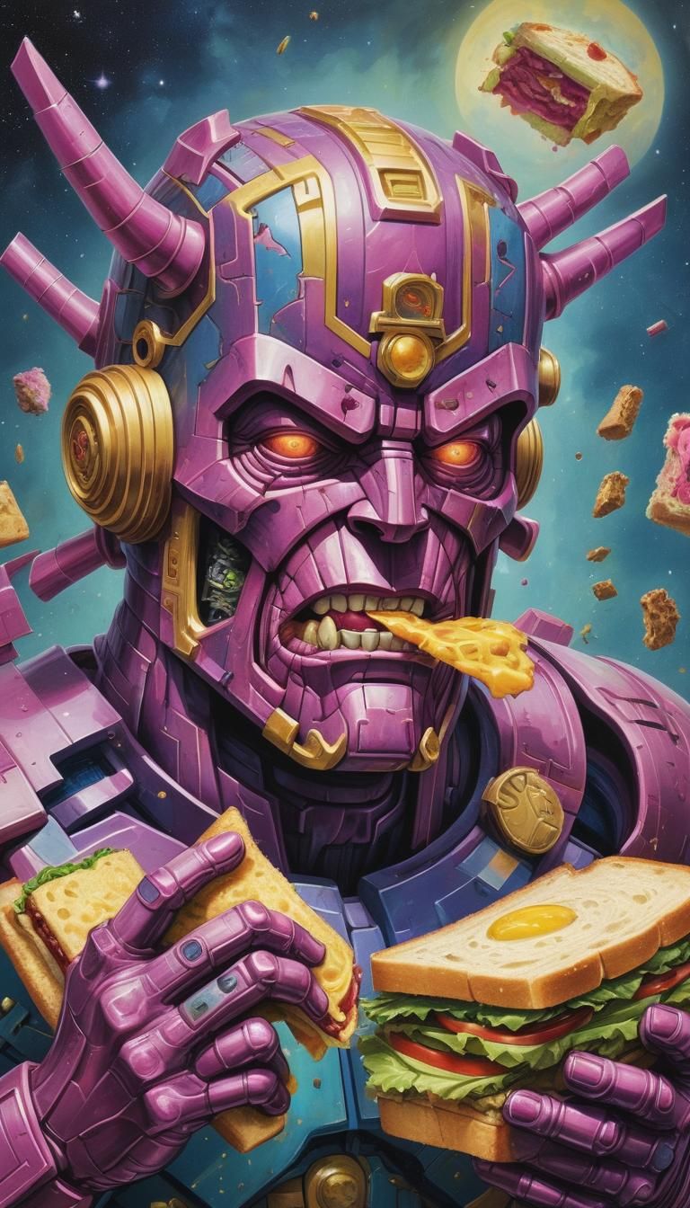 Galactus Eats a Sandwich in Pop Surrealism