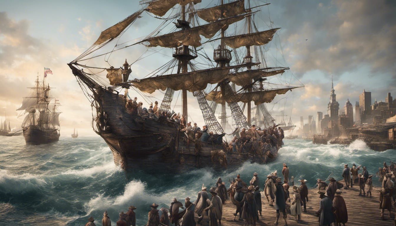 Boston Tea Party: Detailed Matte Painting in 8k