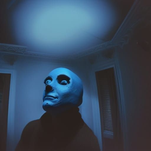 Spooky Blue Figure in Attic Bedroom