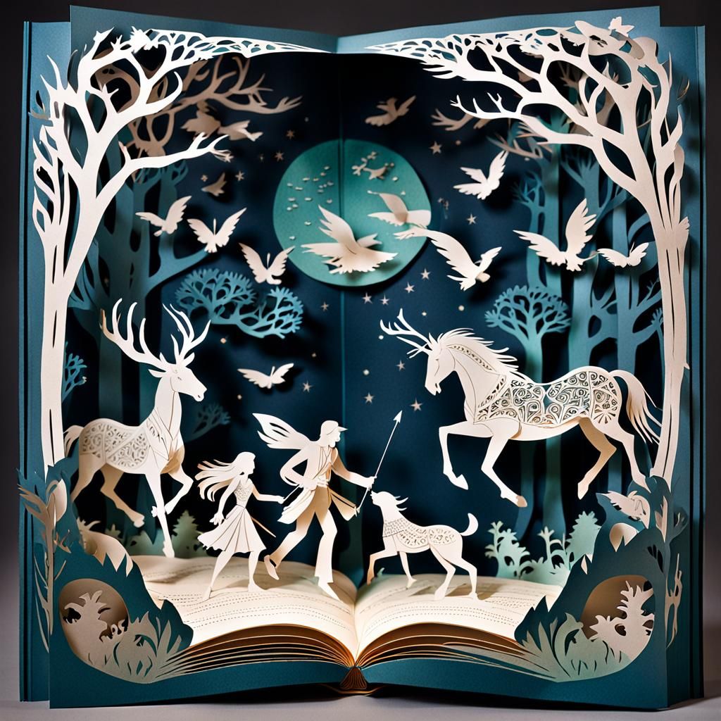 Wild Hunt Folklore in Intricate Pop-Up Book