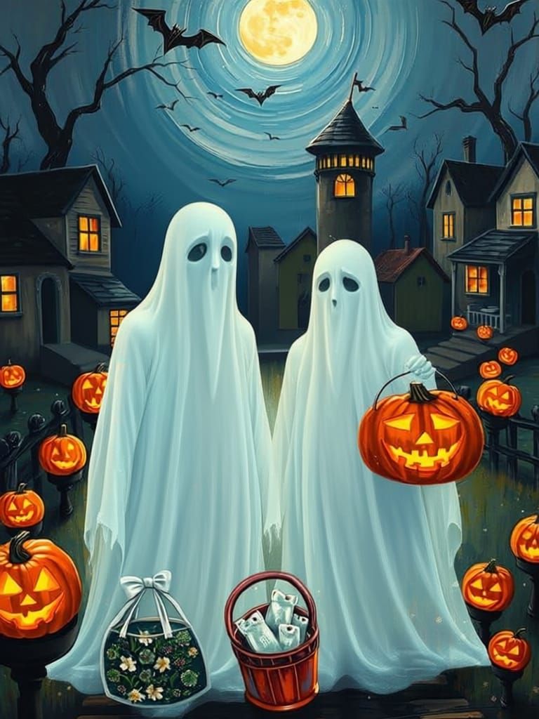 Ethereal Ghosts Haunting the Night Sky