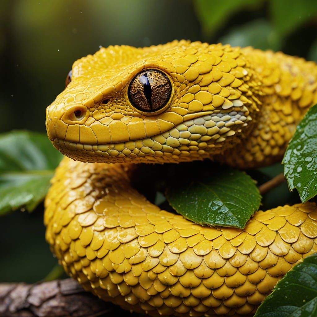 Vibrant Bush Viper in Hyper-Realistic 3D Rendering