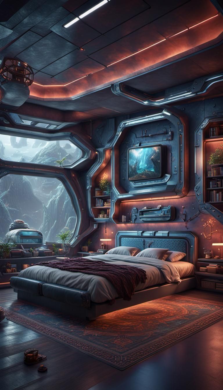 Futuristic Cozy Home Interior in Detailed Matte Painting