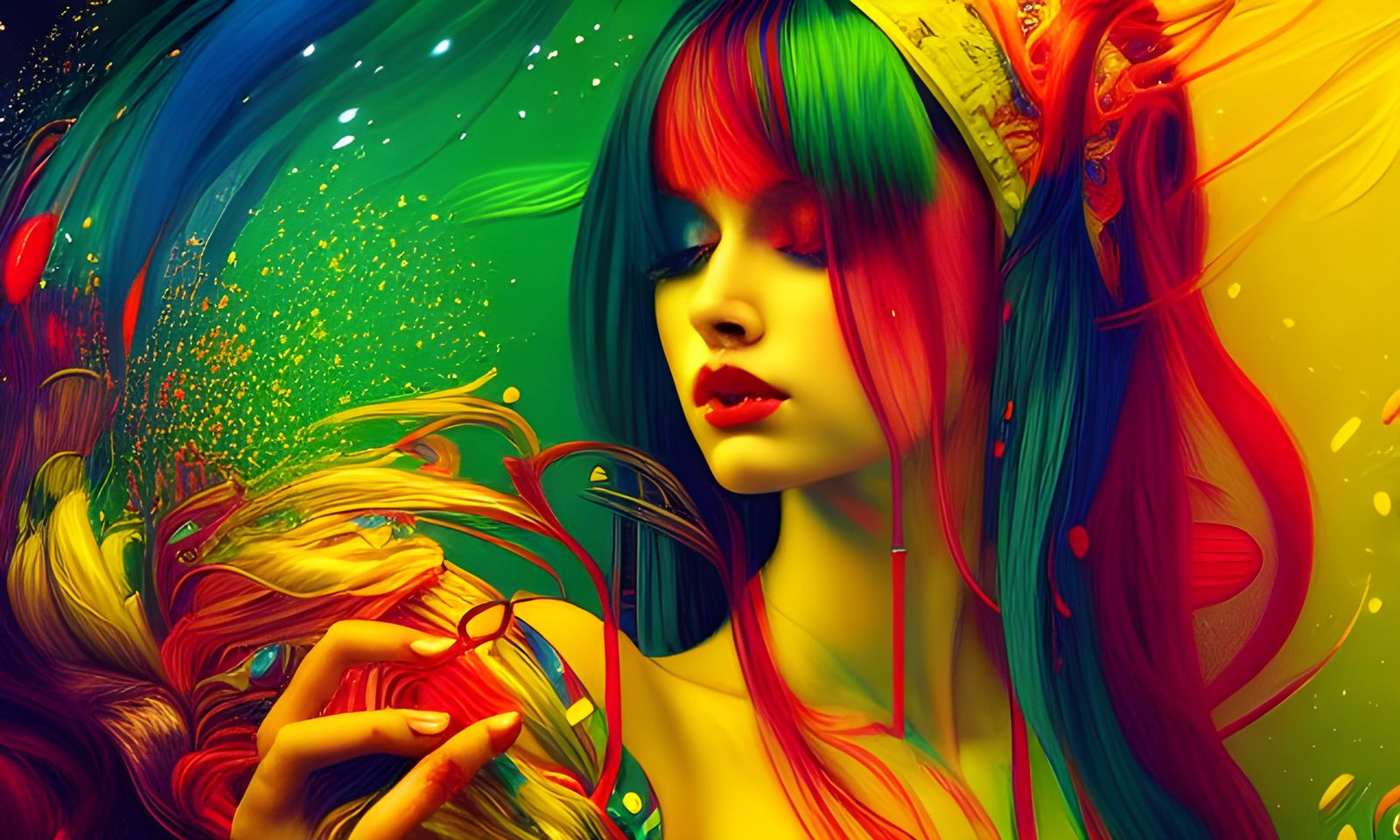 Intricate Scenic Art with Rainbow Splash