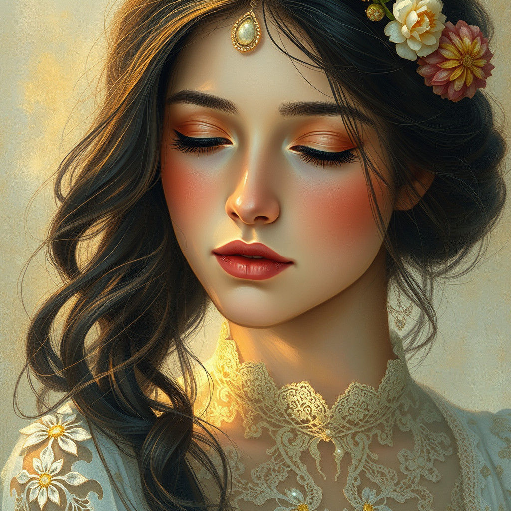 Ethereal Portrait of a Woman in Impressionist Style