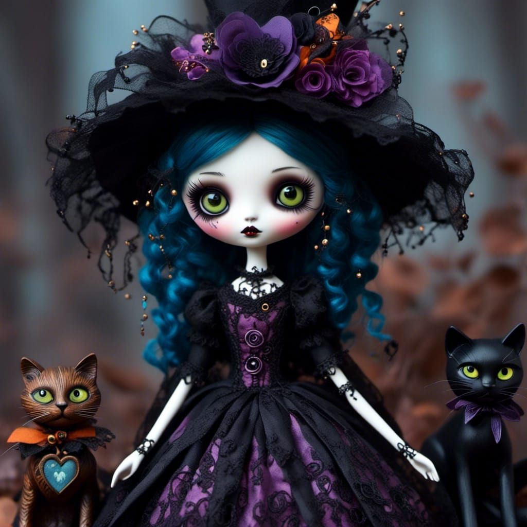 <lora:Shar:1.0> <lora:Goth Doll:1.0> A whimsical princess wi...