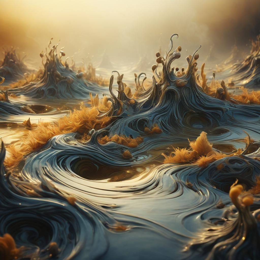 Surreal Dreamscape of Melting Creatures in Watercolor