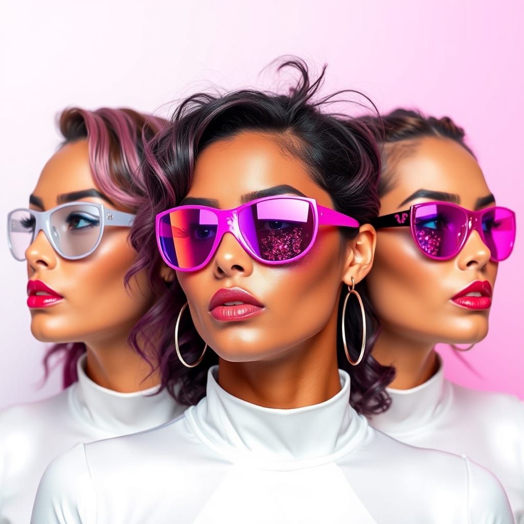 Neon Multiversity Women in Metallic Purple and Pink