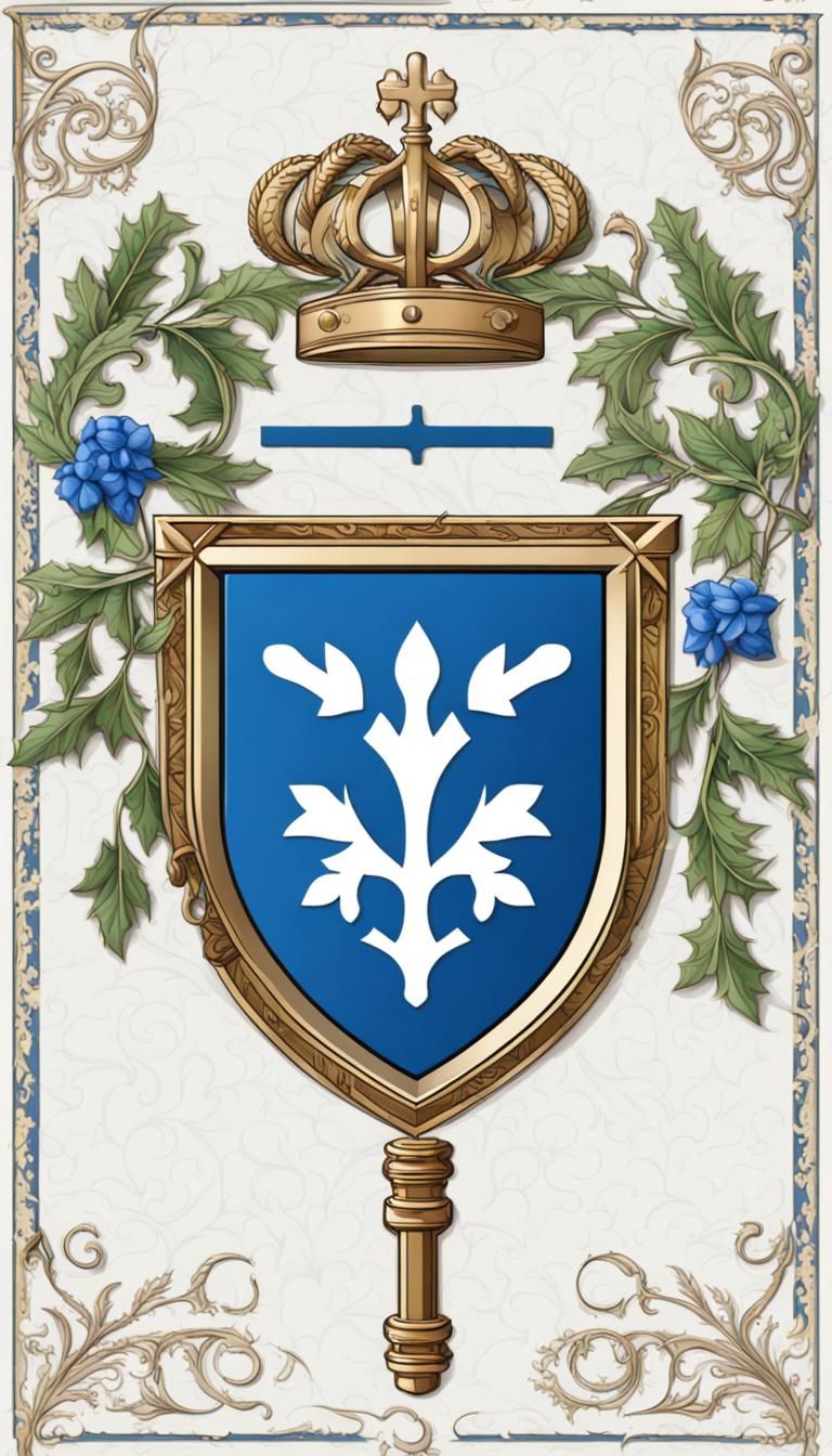 Medieval Heraldic Banner with Crossed Keys and Laurels