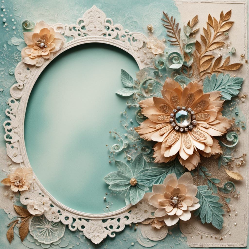 Ornate Scrapbooking Page with Crystal Embellishment Ready fo...