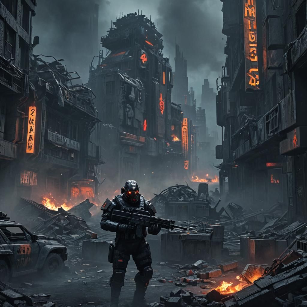 Helghasts in Ruined City: Epic 3D Graphics