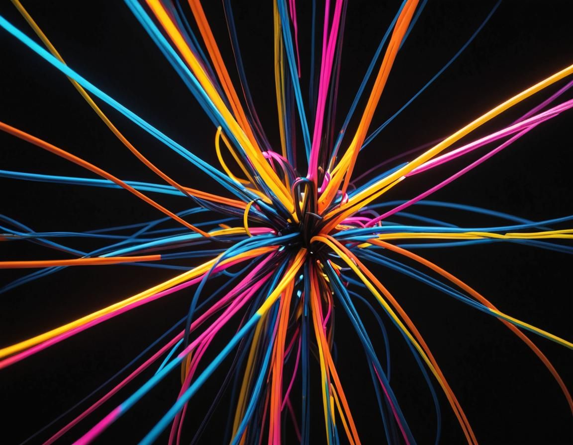 Neon Light Sculpture in Abstract Style