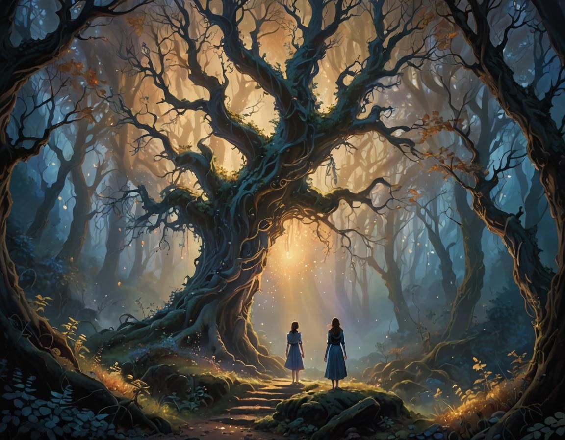 Ethereal Portal in Twilight Forest, Fantasy Art