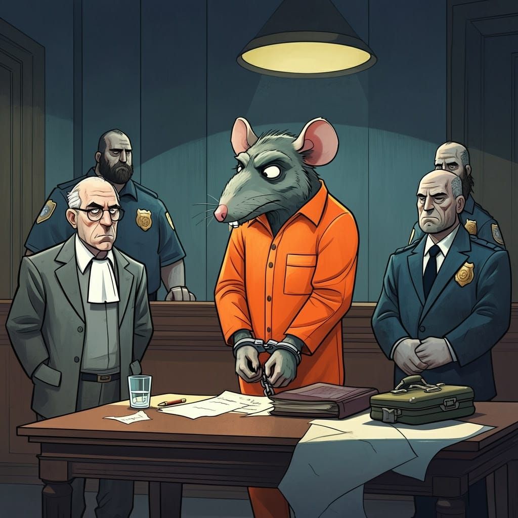 Ratfink Confronts Justice in a Gritty Cartoon Courtroom