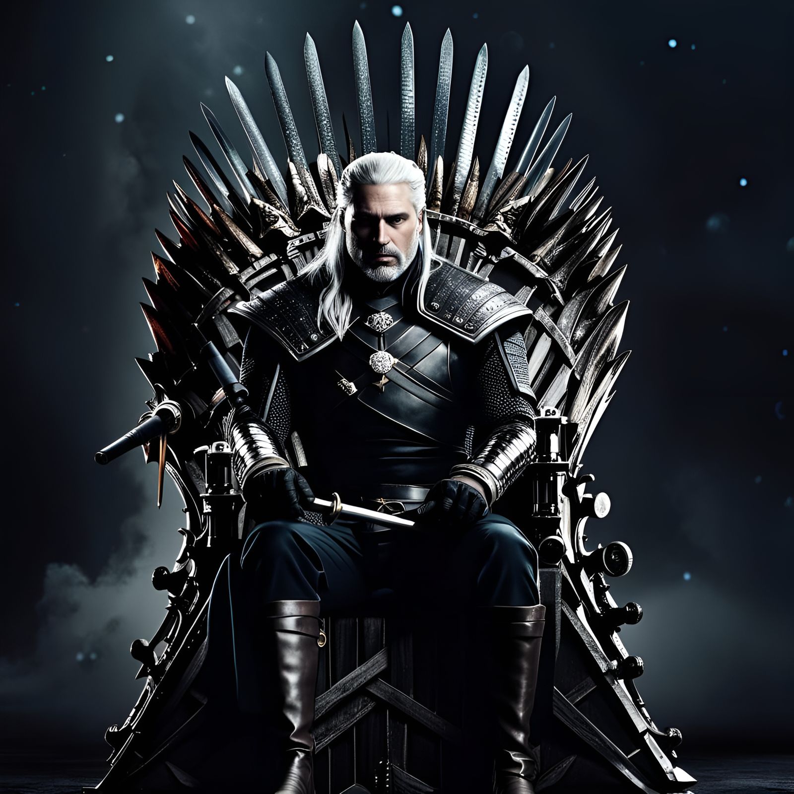 Witcher as Game of Thrones Character on Iron Throne